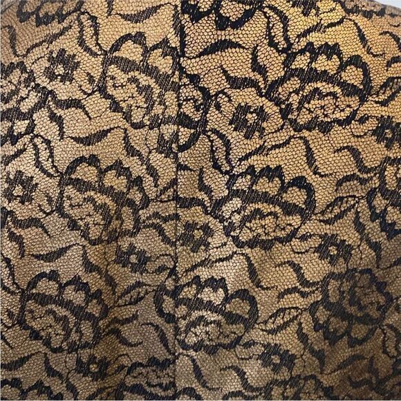 All genuine leather lace print gold/black belted jacket, M - Picture 8 of 8